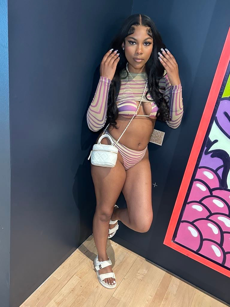 3 Piece Striped Swimsuit
